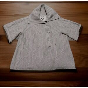 Qi Cashmere Fabric Button Cardigan  Sweater‎ Women's Beige Medium 100% Cashmere